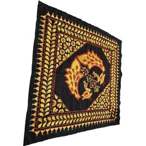 Vtg Handcrafted Embroidered Wall Hanging Peacock Motif Table Top Decor India